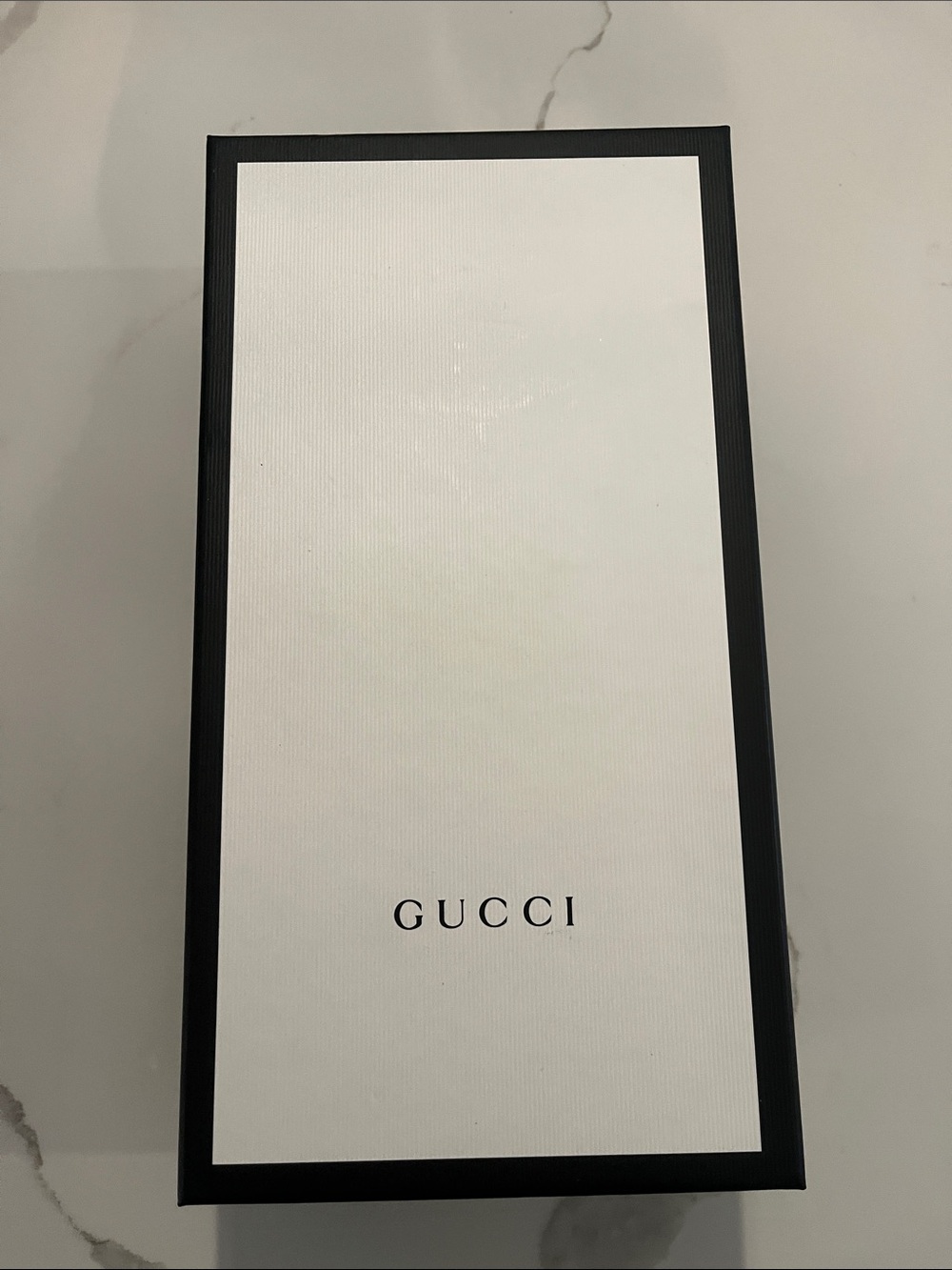 Gucci White Box with Black Border and Logo